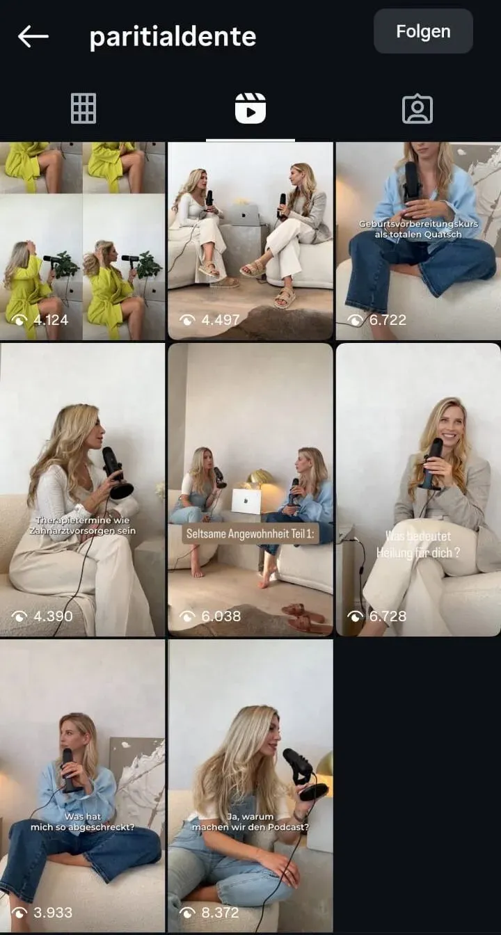Instagram-Reels des Podcasts Pariti al dente